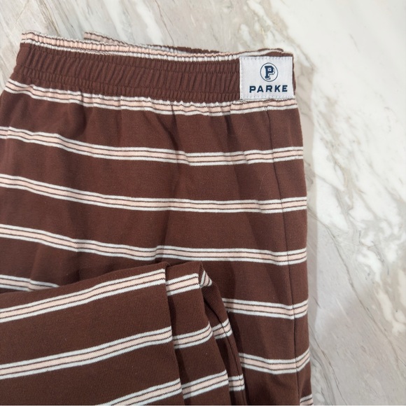 NWOT Parke Striped Cotton Boxer Pants in Mocha Stripe - Picture 5 of 5
